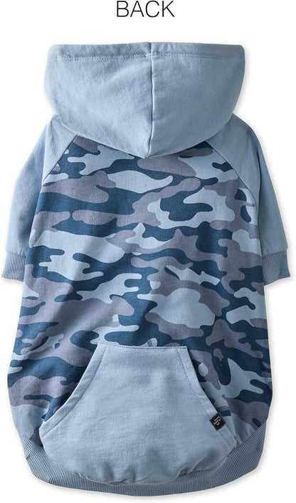 Pet Passion Rocky – The Original Lightweight Hooded Tee 100% Organic Cotton Dog Hoodie Pet Coat Sweater for All Sized Dogs, Original Navy Half Camo, XX-Small (4-7 lbs)