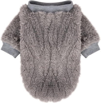 FabriCastle Small Dog Sweaters, 3-Pack Dog & Cat Clothes, Ultra Soft and Warm Pet Jackets for Small Dogs Boy & Girl, Winter Pet Apparel Costumes, Puppy Outfits (Blue,Grey,Doe, Large)