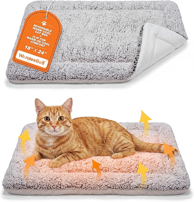 WanpeeGoo Self Warming Cat Bed 15x19 and Reversible Warming Cooling Cat Bed 18x24