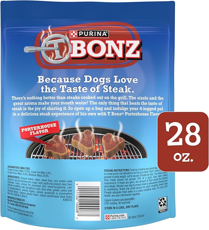 Purina T-Bonz Porterhouse Flavor Steak Shaped Treats for Dogs