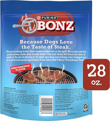 Purina T-Bonz Porterhouse Flavor Steak Shaped Treats for Dogs