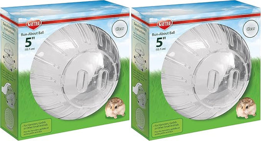 Kaytee 5" Clear Run-About Exercise Ball for Pet Dwarf Hamsters & Mice (Pack of 2)