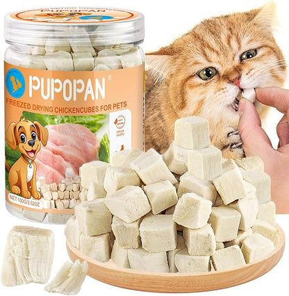 Freeze-Dried Chicken Cat Treats, 3.52 oz Chicken Cube Snacks for Pets, Single Ingredient Chicken Dog Treat Bite-Sized Pieces