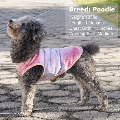 cyeollo 2pack Dog Cooling Shirt, Breathable Sleeveless Summer Clothes for Dogs, Intant Cool T Shirts for Small Dogs, Pink M