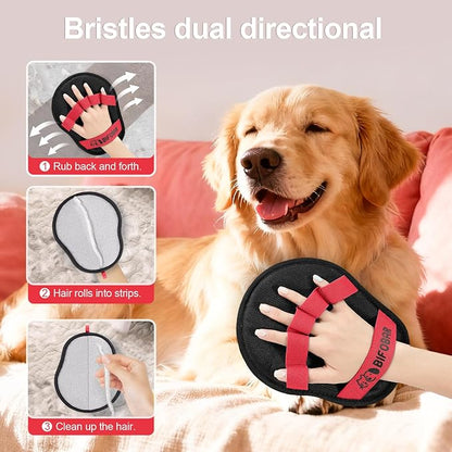 Pet Hair Removal Glove, Electrostatic Grooming Mitt for Dogs & Cats | Electrostatic pet hair remover tool with 5-finger design. Washable reusable for cats, dogs, sofas and furniture.