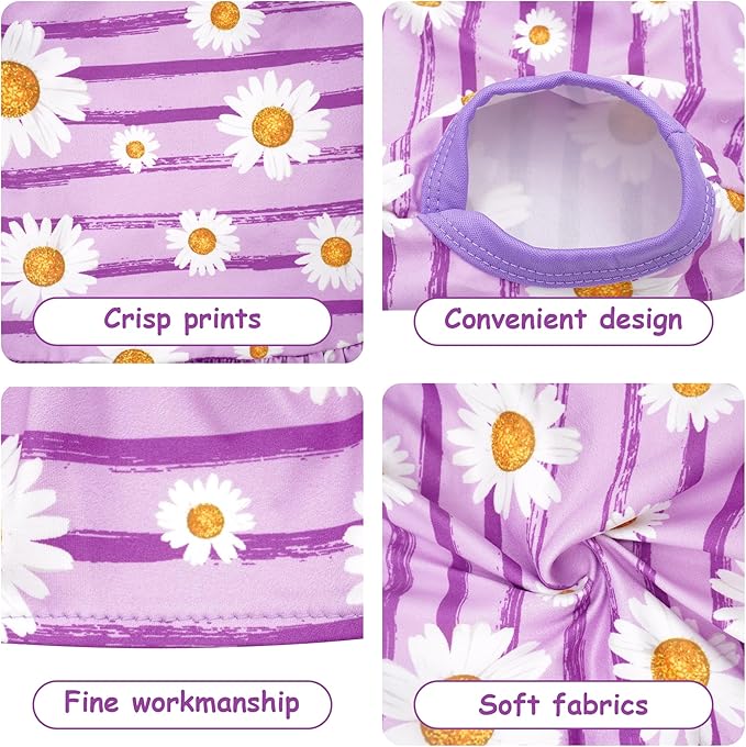 4PCS Dog Dresses Shirts for Small Dogs Girl Female Pink Purple Red Puppies Doggies Kittens Skirts Summer Clothes Pet Apparel Floral Sundress Small Daisy Unicorn Stretchable Outfit S
