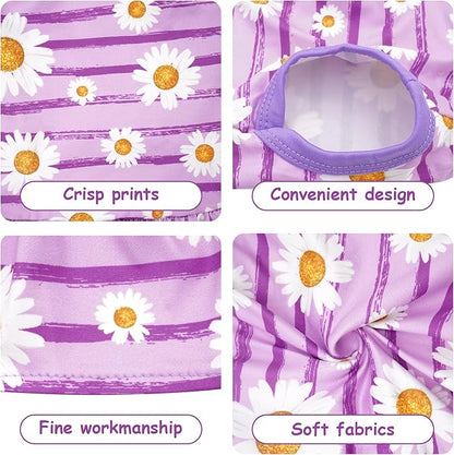 4PCS Dog Dresses Shirts for Small Dogs Girl Female Pink Purple Red Puppies Doggies Kittens Skirts Summer Clothes Pet Apparel Floral Sundress Small Daisy Unicorn Stretchable Outfit S