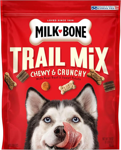 Milk-Bone Trail Mix Chewy & Crunchy Dog Treats, Real Beef & Sweet Potato, 20 Ounce