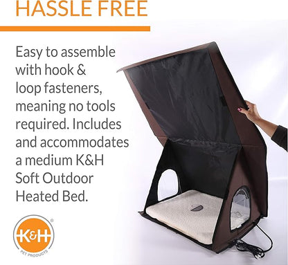 K&H Pet Products Outdoor Multi-Kitty A-Frame Heated Chocolate 35 X 20.5 X 20 Inches