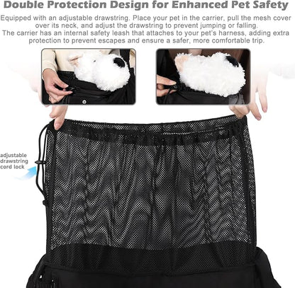 Pet Sling Carrier for Small to Medium Dogs and Cats, Fits 10–20lbs, Adjustable Soft Padded Shoulder Strap Dog Sling Carrier with Storage Pocket for Hands-Free Outdoor Travel & Hiking Black