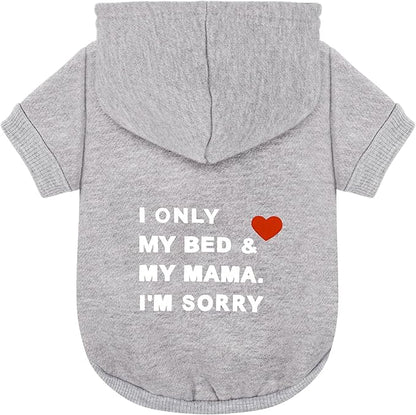 Premium Pet Clothes: Cozy Dog Hoodie with Hooded Sweatshirt Design - Soft Polycotton for Cold Weather, 'I Only Love My Bed...' Slogan (Grey XX-Large)