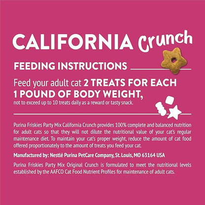 Purina Friskies Party Mix California Crunch with Chicken and Flavors of Turkey and Bacon Cat Treats - 30 oz Canister