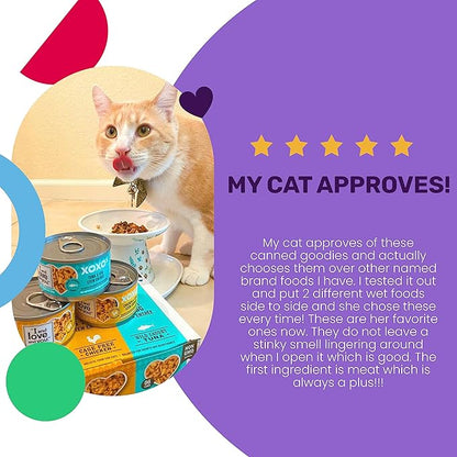I AND LOVE AND YOU XOXOs Wet Cat Food - Chicken + Tuna Stew Variety Pack - Grain Free, Filler Free, 3oz Pack of 12 Cans