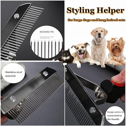Undercoat Rake for Dogs, Long Tooth Dog Rakes Brush with Anti-Slip Handle - Dog Shedding Brushes for Grooming Long Hair Pets Husky,German Shepherd,Golden Retriever