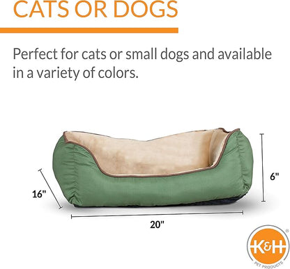 K&H Pet Products Self-Warming Lounge Sleeper Pet Bed Small Sage/Tan 16" x 20"