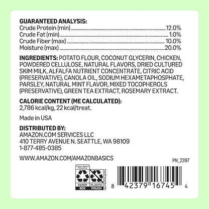 Amazon Basics Dental Dog Treats to Help Clean Teeth & Freshen Breath for Tiny Dogs, Unflavored, Per Pack: 130 Count, 2.25 pounds (Previously Wag)