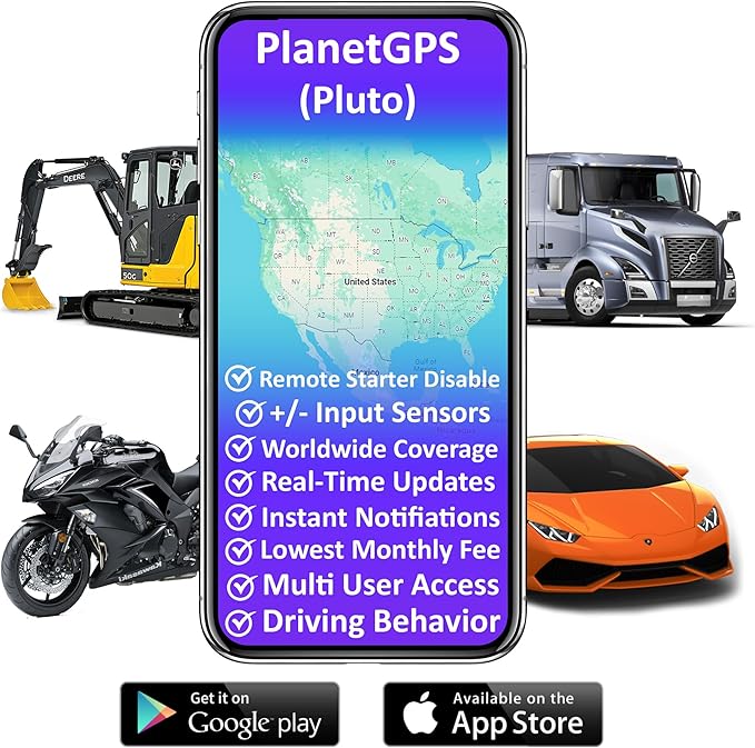 PlanetGPS (Pluto) - Wired GPS Tracker for Vehicles + Kill Switch (Remote Starter Disable) + PTO Monitoring for Tow Trucks - Subscription Required (Starting $5.00 / Month) Relay Included