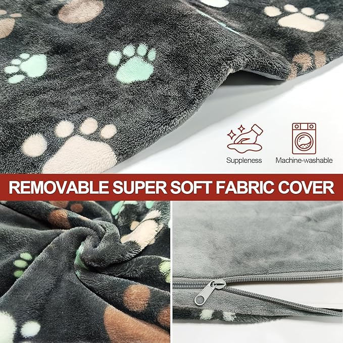 GOLOPET Large Dog Heating Pad 36x24 in with Smart Thermostat Switch and Power Line Protection Tube,Obtained MET and UL Dual Certification,Waterproof Pet Heating Pad for Dogs,with Plush Fabric Cover