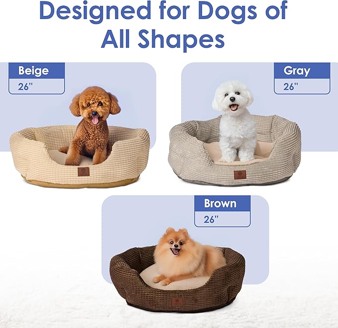 American Kennel Club 26" Clamshell Cuddler Dog Bed - Plush Popcorn Texture, Washable, Non-Slip, for Medium & Large Dogs