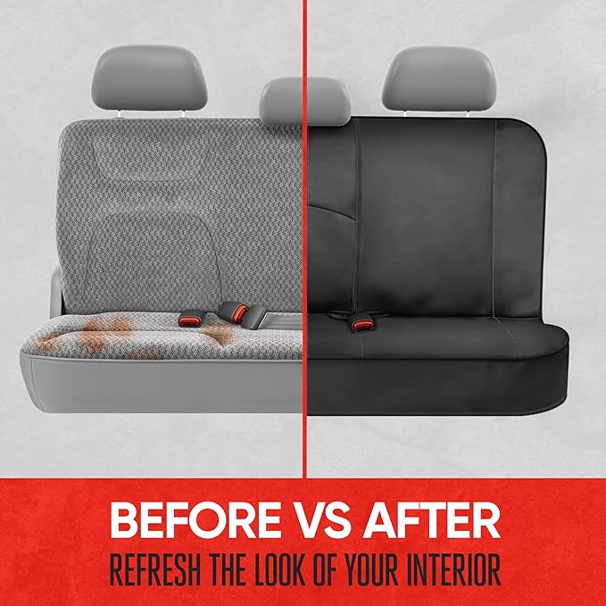 Motor Trend Neoprene Waterproof Seat Covers for Cars, Trucks, & SUV – Black & Beige Automotive Interior Protectors - Rear Split Bench Protector for Kids Dogs & Pets – Forros para Asientos de Carro