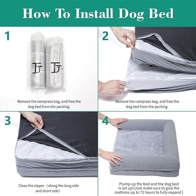 TJSOULER Orthopedic Dog Beds for Small Medium Dogs,Waterproof Lined Egg Crate Foam Pet Bed Mat with Removable and Washable Cover and Non Slip Bottom,Dog Sofa Soft Bed