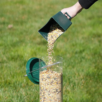 Droll Yankees Squirrel Proof Bird Feeders for Outdoors - YF-M - Flipper, Collapsible Perches, 5-Pound Seed Capacity, Green