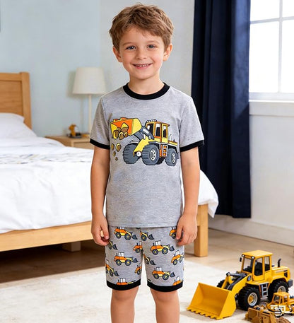 Popshion Boys Pajamas 100% Cotton Toddler Clothes Summer Pjs for Boy Planet Dinosaur Sleepwear Kids Short Sets 2-10 Years