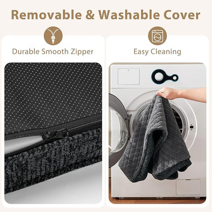 JOEJOY Orthopedic Medium Dog Bed, Washable Dog Crate Bed Medium Sized with Removable Cover, Egg Memory Foam Pet Beds, Grey, 29"x18"