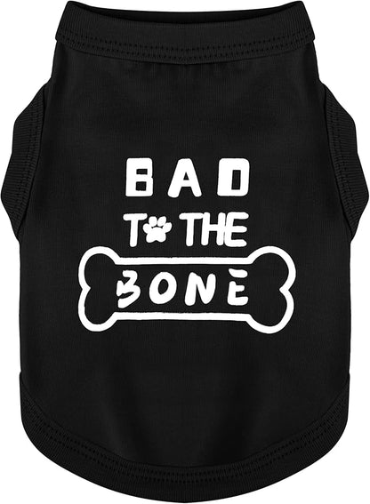 Discover Cozy Cotton Canine Wear: Soft, Lightweight, and Breathable Dog Shirt Vest with Eye-Catching Graphics(Bad to the Bone), Keeping Your Furry Friend Warm and Comfy! Black M