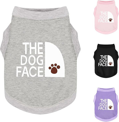 Personality Canine Attire: Soft, Lightweight Cotton Dog Clothes with 'The Dog Face' Print. Small and Medium Breeds, Perfect for Everyday Wear, Comfortable and Breathable Dog Shirt Grey 4XL