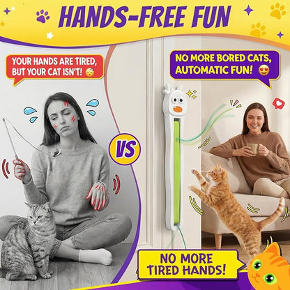 Interactive Cat Toy for Indoor Cats: Door-Mounted Automatic Moving Enrichment Cat Toy with Adjustable Motion Modes, Rechargeable Electric for Kittens & Bored Adult Cats, Hands-Free Pet Play Accessory
