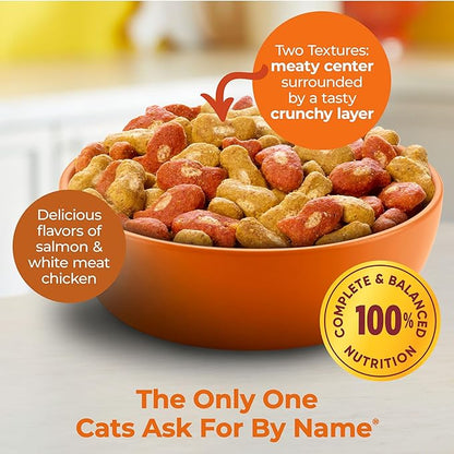 Meow Mix Tender Centers Dry Cat Food, Salmon & White Meat Chicken Flavors, 3 Pound Bag (Case of 4)