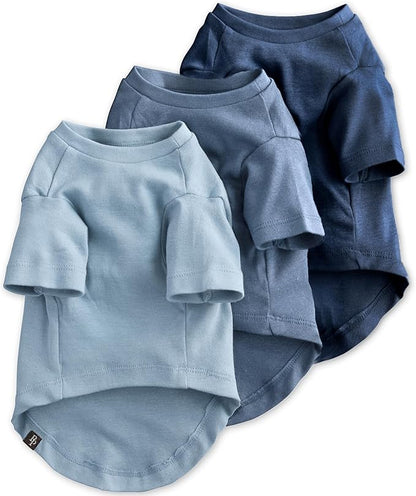 Pet Passion Toby II - The Perfect Tee, 3 Pack Short Sleeve Pet T-Shirt 100% Organic Cotton Tees Clothes for Small, Medium, Large Dogs, Navy Ombre, Medium (20-45 lbs)