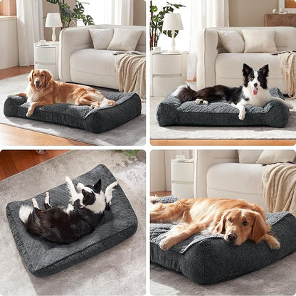 JOEJOY Extra Large Orthopedic Dog Beds Large Sized Dog, Extra Thick Supportive Big Dogs Bed with Sides, Ultra Soft Pet Bed Sofa, Grey, 48''x35''