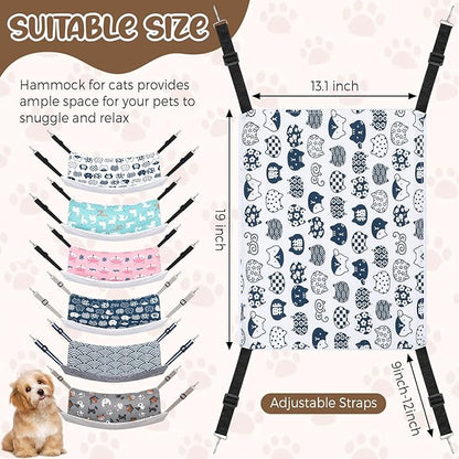 Barydat 6 Pcs Reversible Cat Hammocks Bed 18.9 x 15 Inch Soft Breathable Pet Ferret Cage Double Sided Hanging Hammock with Adjustable Straps for Kitten Puppy or Small Pet (Plush)