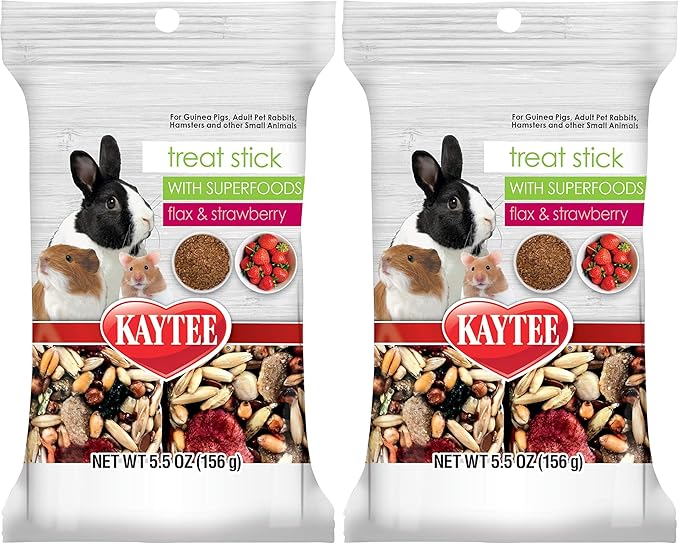 Kaytee Small Animal Treat Stick with Superfoods, Strawberry & Flax Seed, 5.5 oz (Pack of 2)