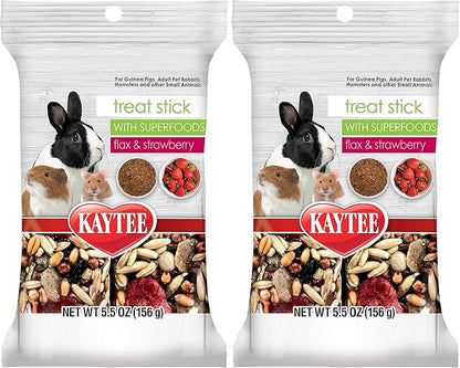 Kaytee Small Animal Treat Stick with Superfoods, Strawberry & Flax Seed, 5.5 oz (Pack of 2)