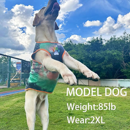 Dog Shirt Dog Vest Summer Tie Dye Dog Clothes Cool Breathable Cotton T-Shirt Medium Large Dog Boys Girls Shirt(GreenOrange, Medium)