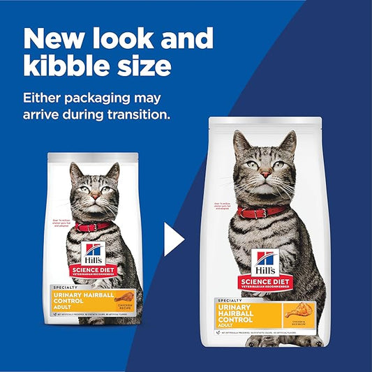Hill's Science Diet Adult Urinary & Hairball Control Dry Cat Food, Chicken, 7 lb. Bag
