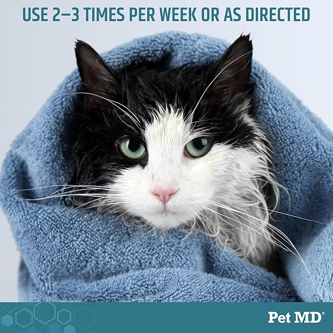 Pet MD - Benzoyl Peroxide Medicated Shampoo for Dogs and Cats - Effective for Skin Conditions, Dandruff, Itch Relief, Acne and Folliculitis - Citrus Scent - 12 oz (Pack of 2)