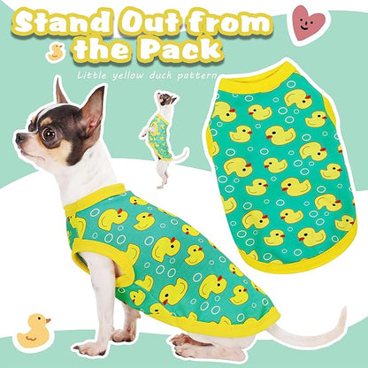 Adorable Yellow Duck Dog Shirt: Lightweight Polyester Cartoon Puppy Vest, Small Medium & Large Dog T-Shirt, Summer Pet Clothes, Cute Dog Apparel, Breathable Dog Tank Top M