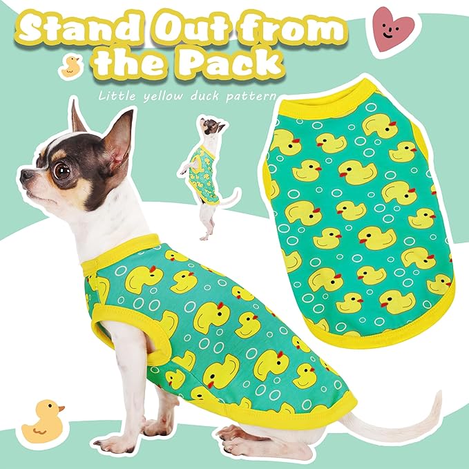 Adorable Yellow Duck Dog Shirt: Lightweight Polyester Cartoon Puppy Vest, Small Medium & Large Dog T-Shirt, Summer Pet Clothes, Cute Dog Apparel, Breathable Dog Tank Top Pink 3XL