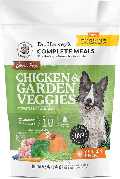 Dr. Harvey's Chicken & Garden Veggies Dog Food, Grain-Free Dehydrated Food for Dogs with Freeze-Dried Chicken, Trial Size (5.5 Oz)