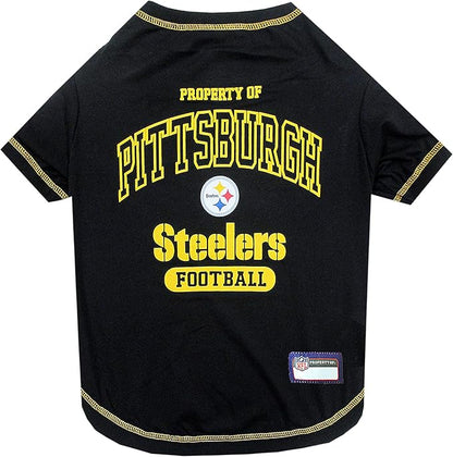 NFL Pittsburgh Steelers Dog T-shirt Small. - Licensed Shirt for Pets Team Colored with Team Logos- Premium Stretchable Materials for the comfort of your Dog & Cat