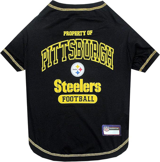 NFL Pittsburgh Steelers Dog T-shirt Small. - Licensed Shirt for Pets Team Colored with Team Logos- Premium Stretchable Materials for the comfort of your Dog & Cat