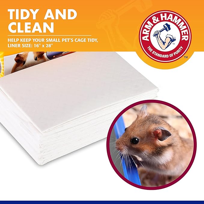 Arm & Hammer Super Absorbent Cage Liners for Guinea Pigs, Hamsters, Rabbits & Small Animals, Odor Control Cage Tray Liners for Wire or Mesh Grate Cages, Trim to Fit, 7 Count