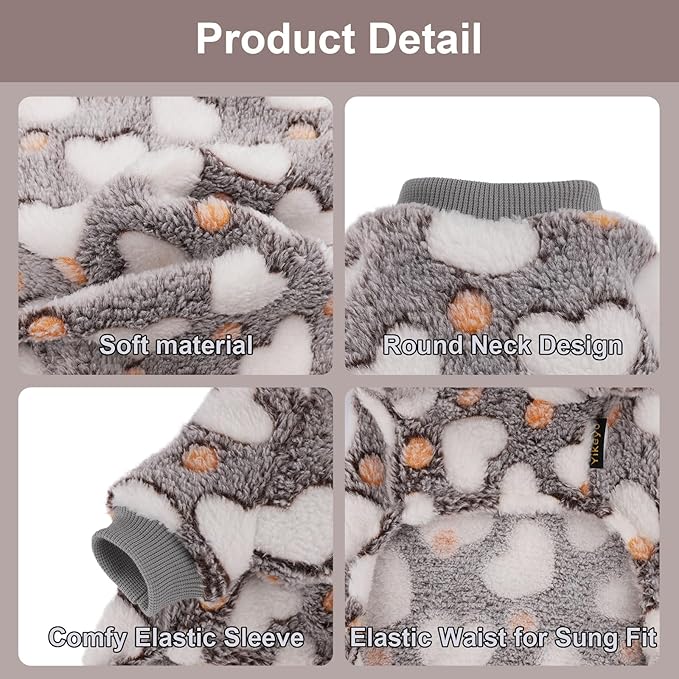 YIKEYO Small Dog Sweater,Dog Pajamas for Small Dogs,Cotton Stretchable Pet Pajamass Jammies Sweater for Dogs Female Male,Valentine's Day Winter Clothes Doggy Puppy Girl(Grey, XS)