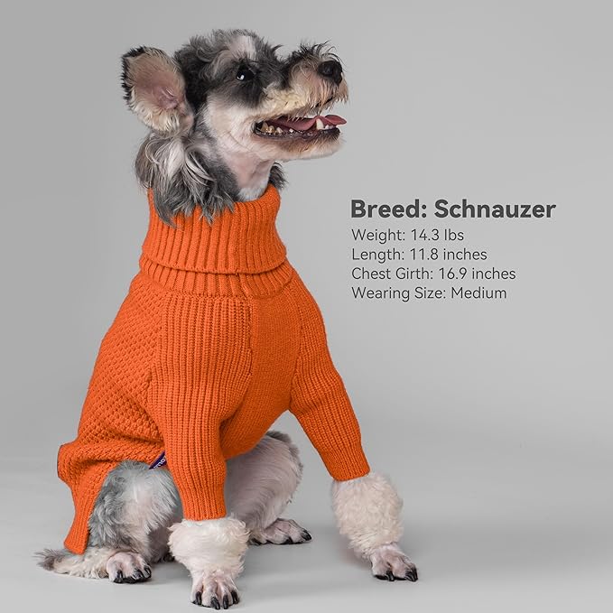 cyeollo Dog Sweater Pullover Turtleneck for Dogs, Classic Knitwear Fall Winter Cold Weather Dog Clothes Warm Pet Apparel Small Medium Large Doggie Sweaters, Orange M