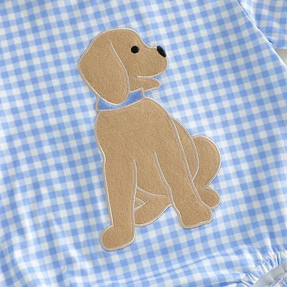 Baby Girl Summer Clothes Dog Bubble Romper Newborn Infant Plaid Onesie Spring Summer Toddler Bodysuit Clothes