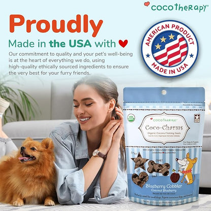 Cocotherapy Coco-Charms Blueberry Cobbler - Organic Dog Treats, All Natural, Vegan Training Treat for Dogs with Organic Coconut Oil